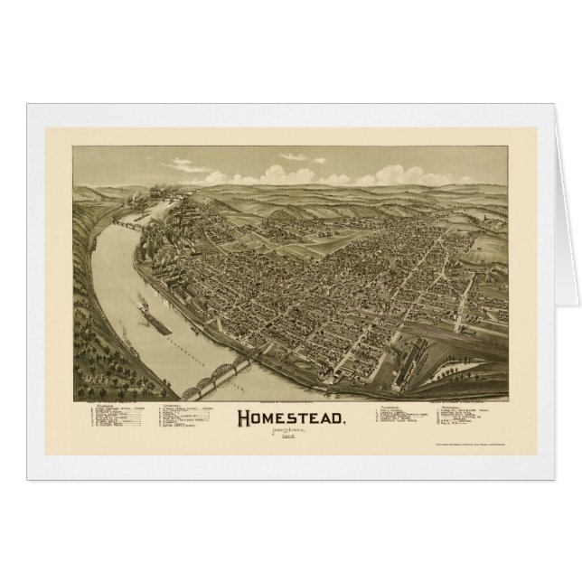 Homestead, PA Panorama Map - 1902 (Voorkant Horizontaal)