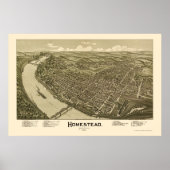 Homestead, PA Panorama Map - 1902 Poster (Voorkant)