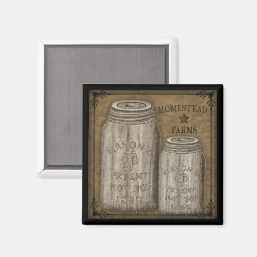 Homestead Primitieve Canning Jar Magnet (Voorkant / Achterkant)