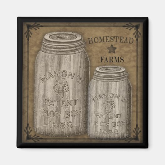 Homestead Primitieve Canning Jar Magnet (Voorkant)