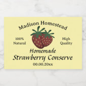 Homestead Strawberry Conserve Jelly sjabloon Voedselcontainer Etiket (Enkel label)
