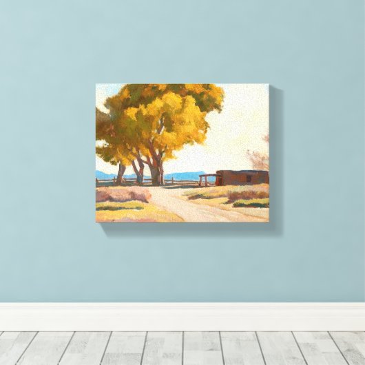 Homestead van Maynard Dixon Canvas Afdruk (Insitu (Houten vloer))