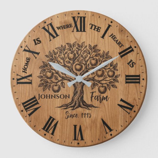 Homestead Wall Clock | Custom Name & Year  Grote Klok (Voorkant)