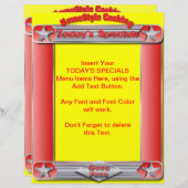 Homestyle Cooking VANDAAG, SPECIALEN, menu Invoege (Voorkant / Achterkant)