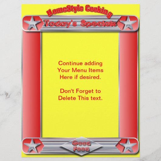 Homestyle Cooking VANDAAG, SPECIALEN, menu Invoege (Achterkant)