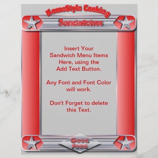 Homestyle SANDWICHES-menu Invoegen (Voorkant)