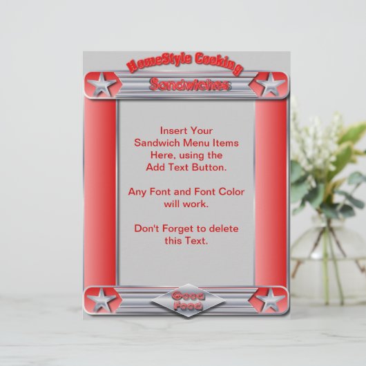 Homestyle SANDWICHES-menu Invoegen (Staand voorkant)