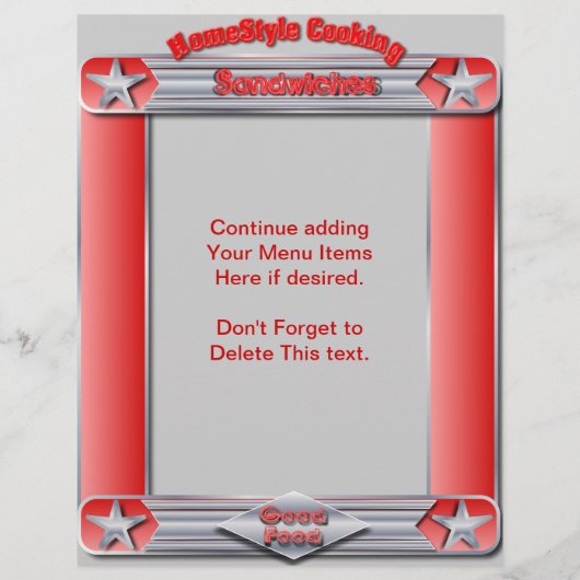 Homestyle SANDWICHES-menu Invoegen (Achterkant)