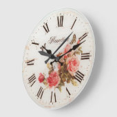 Hometime Old Style | Antiek rode rozen | Retro Rom Grote Klok (Hoek)