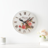 Hometime Old Style | Antiek rode rozen | Retro Rom Grote Klok (Huis)