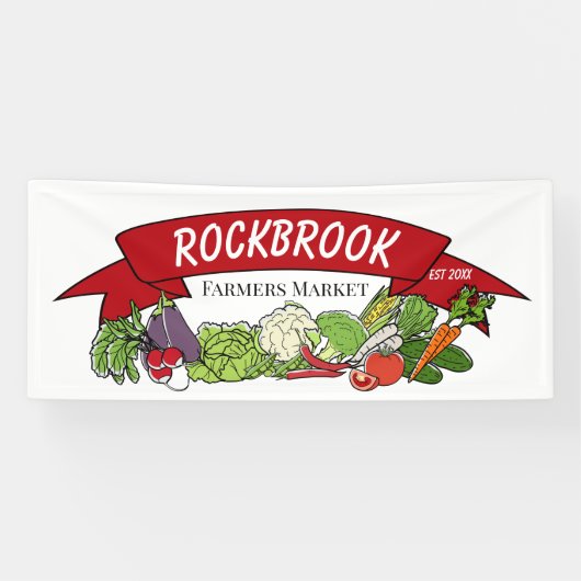 Hometown toevoegen | Boerenmarkt tekenen Spandoek (Horizontaal)