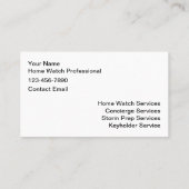HomeWatch- en conciërgeservices Visitekaartje (Achterkant)