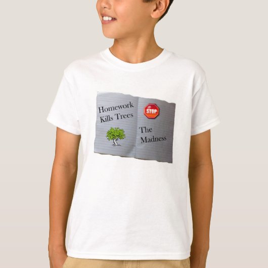 Homework doodt bomen t-shirt (Voorkant)
