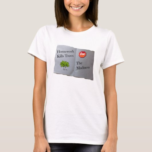 Homework doodt bomen t-shirt (Voorkant)