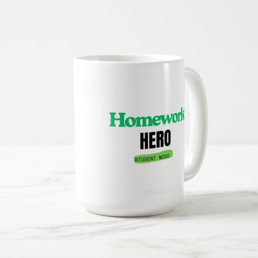 HomeWork Hero: Student Mode T-shirt Koffiemok (Voorkant rechts)