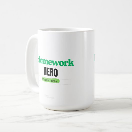 HomeWork Hero: Student Mode T-shirt Koffiemok (Voorkant links)