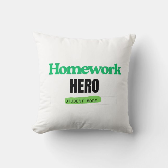 HomeWork Hero: Student Mode T-shirt Kussen (Voorkant)