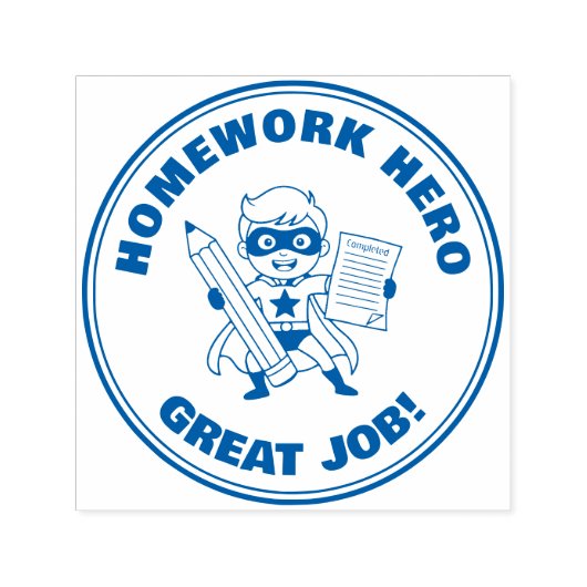 Homework Hero Teacher Reward Motivational Zelfinktende Stempel (Design)