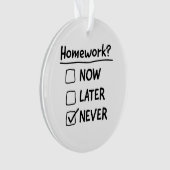 Homework nooit ornament (voorkant)