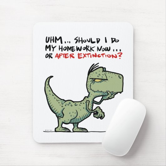 Homework nu of na uitsterven? T-Rex Dinosaur Muismat (Met muis)