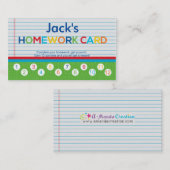 Homework Punch Card Reward card voor kinderen Klantenkaartje (Voorkant / Achterkant)