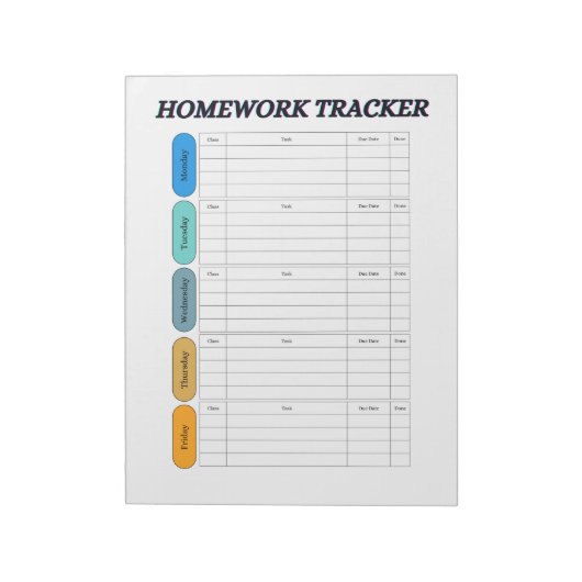 Homework Tracker Notitieblok (Linkerzijde)