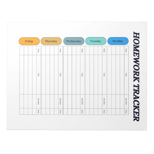  Homework Tracker Notitieblok (Voorkant)