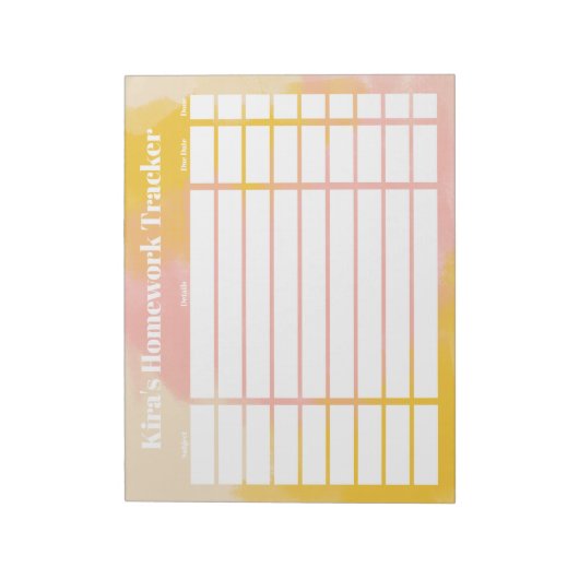  Homework Tracker Notitieblok (Linkerzijde)