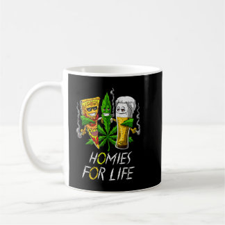Homies for Life Beer and Weed Buds Pizza Cannabi Koffiemok