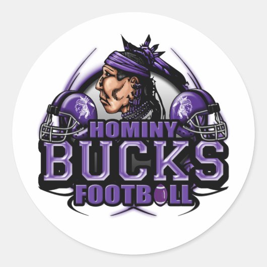 Hominy Bucks Football (tribaal) Ronde Sticker (Voorkant)