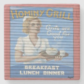 Hominy Grill Charleston, SC. Marble Stone Onderzet Stenen Onderzetter (Voorkant)