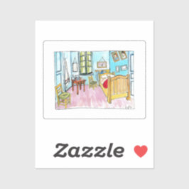 Hommage slaapkamer schilderij van Van Gogh door mi Sticker