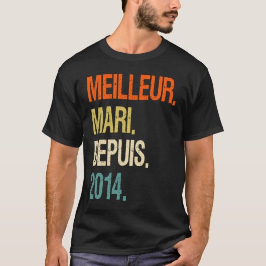 Homme Meilleur Mari Depuis 2014 8 Jubileum Mari T-shirt (Voorkant)