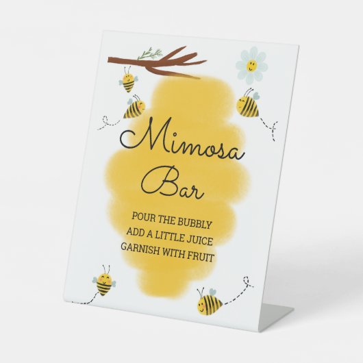 Hommel Baby Shower Mimosa Beer Teken Reclamebord Met Voetstuk (Voorkant)