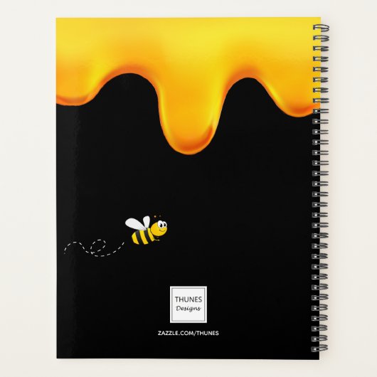Hommel bijen zwarte honing druppelmonogram 2025 planner (Achterkant)