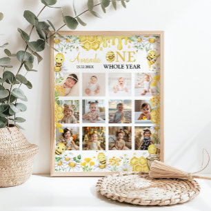 Hommel Bloemige Eerste Jaar Foto Mijlpaal Poster