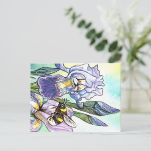 Hommel en irissen briefkaart (Staand voorkant)