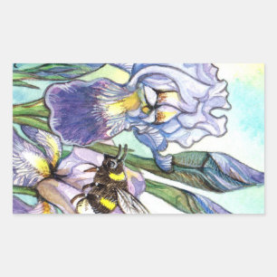 Hommel en irissen rechthoekige sticker