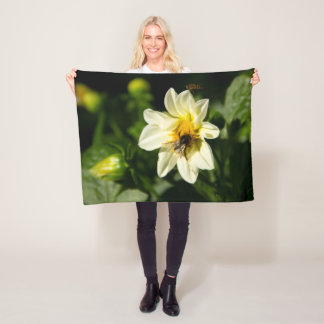 Hommel en witte dahlia foto fleece deken