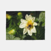 Hommel en witte dahlia foto fleece deken (Voorkant (Horizontaal))