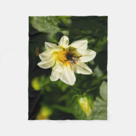 Hommel en witte dahlia foto fleece deken