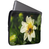 Hommel en witte dahlia foto laptop sleeve (Voorkant Rechts)