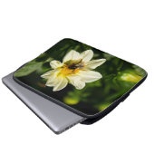 Hommel en witte dahlia foto laptop sleeve (Voorkant onderkant)