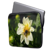 Hommel en witte dahlia foto laptop sleeve (Voorkant Links)