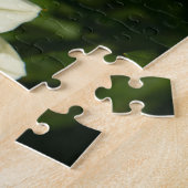 Hommel en witte dahlia foto legpuzzel (Zijkant)