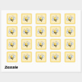 Hommel Gele Verjaardagsfeest Favor Vierkante Sticker (Vel)