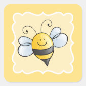 Hommel Gele Verjaardagsfeest Favor Vierkante Sticker (Voorkant)