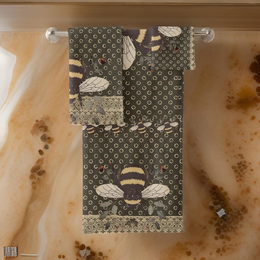 Hommel Grieks Kant Bruin Geel Bad Handdoek