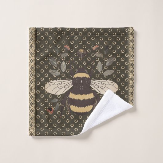 Hommel Grieks Kant Bruin Geel Bad Handdoek (Wasdoekje)