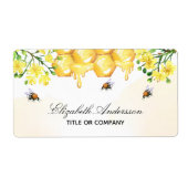 Hommel honing geel bloem naam script etiket (Voorkant)